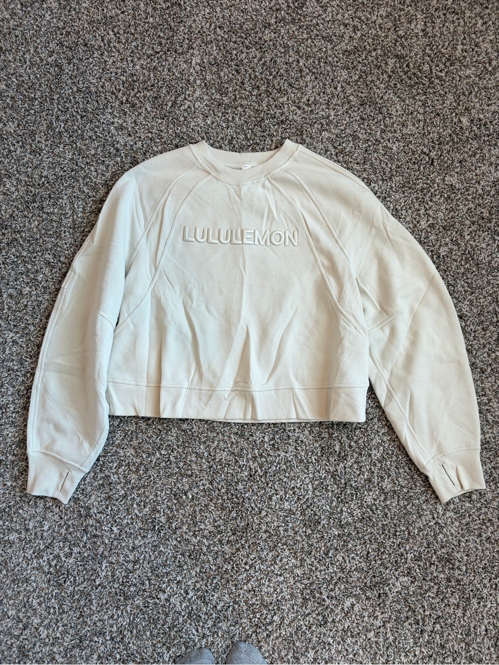 Lululemon Cream Cropped Scuba Pullover Sweatshirt